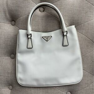Prada White Patent Leather Small Tote